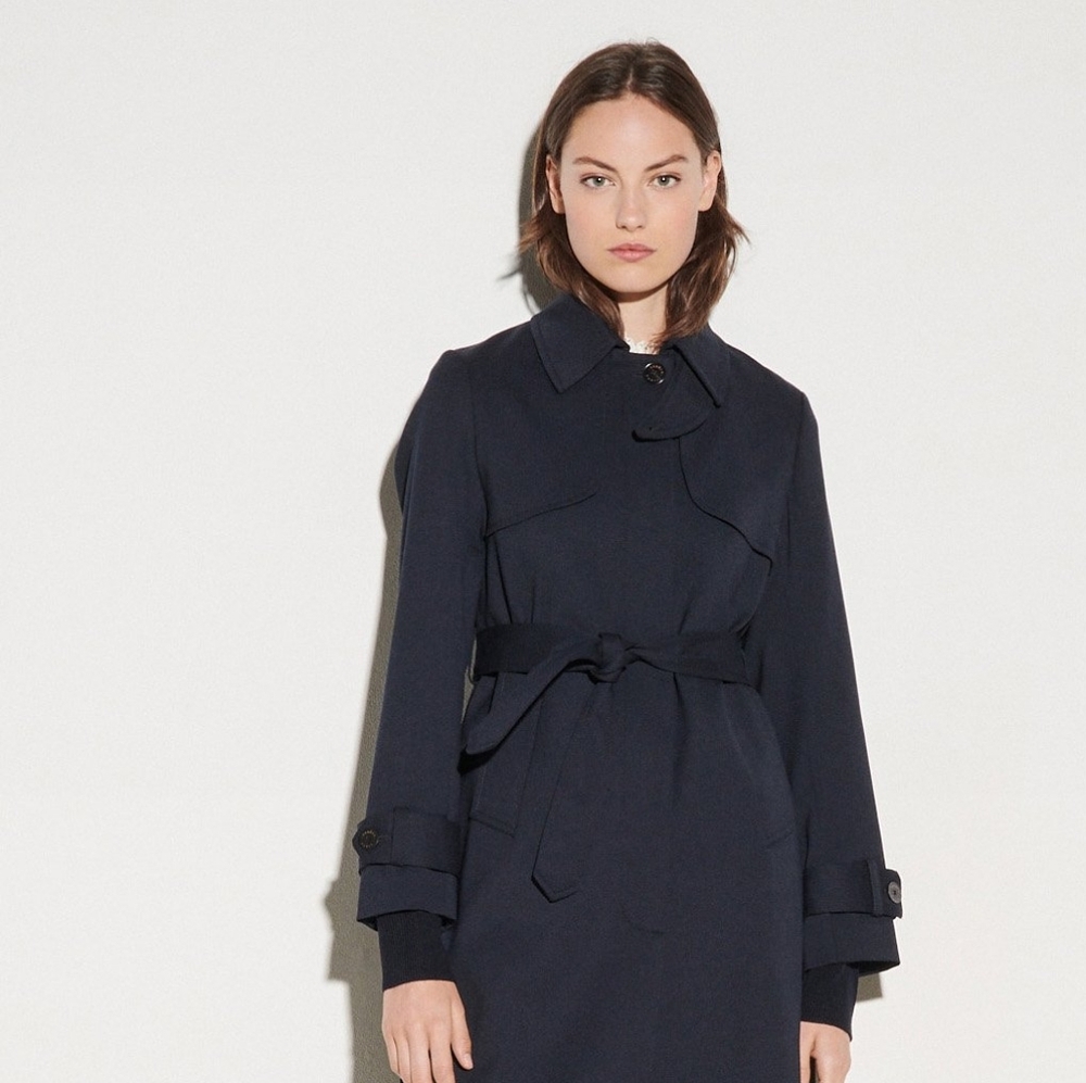 NEW Sandro Paris Pleat-Back Trench Coat Black/Anthracite XL